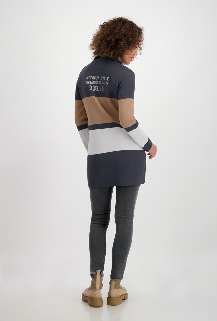 MONARI Jacquard Strickmantel mit Colorblock und Reverskragen