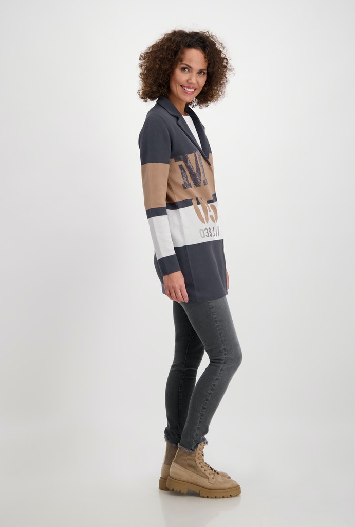MONARI Jacquard Strickmantel mit Colorblock und Reverskragen