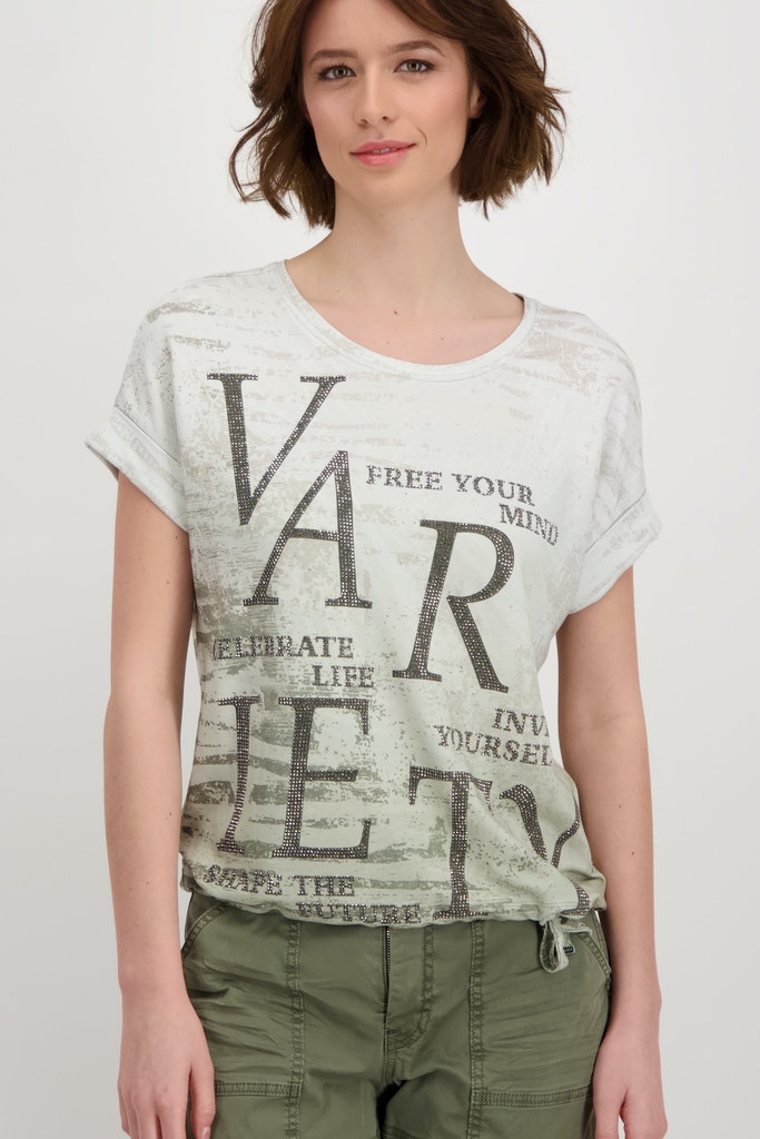 mit und Jersey T-Shirt Bindeband MONARI Allover-Print Wendeln - Shop Mode