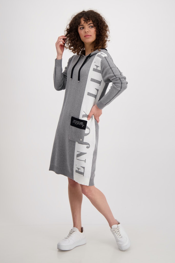 mit - aufgesetzter Strick Midi Tasche Kapuze und Kleid Wendeln Shop Mode MONARI