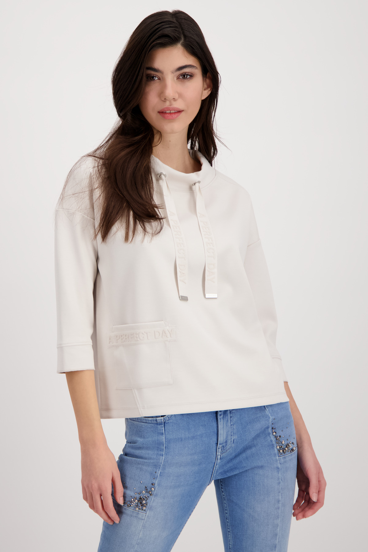 Wendeln mit Damen Mode Shop MONARI Buchstaben 3D Arm - 3/4 Sweatshirt