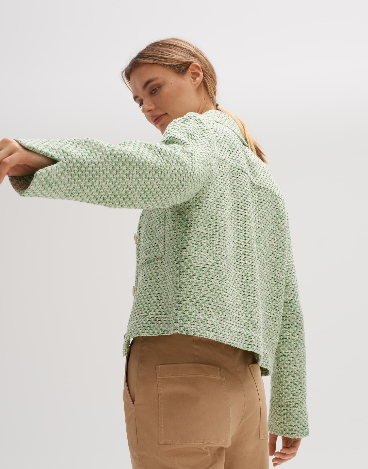 OPUS Damen Jacke HYDENA - Loose Verkürzte Nadelstreifen Jacke