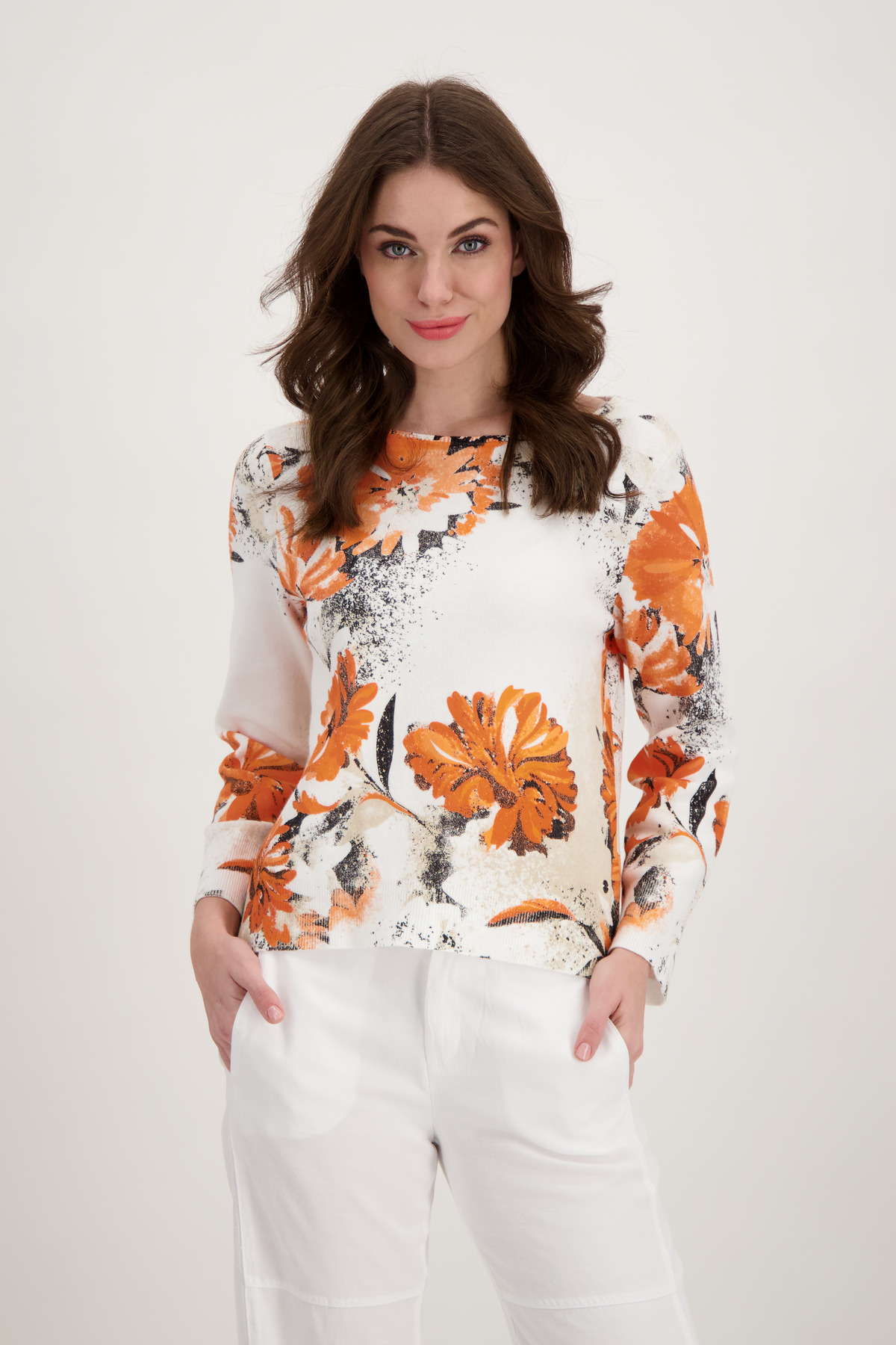 MONARI Pullover mit Blumenmuster