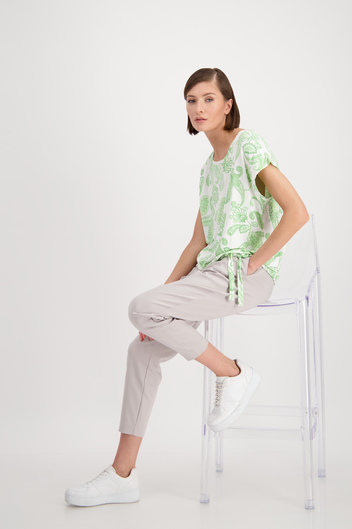 MONARI Paisley Muster T Shirt mit Tunnelzug