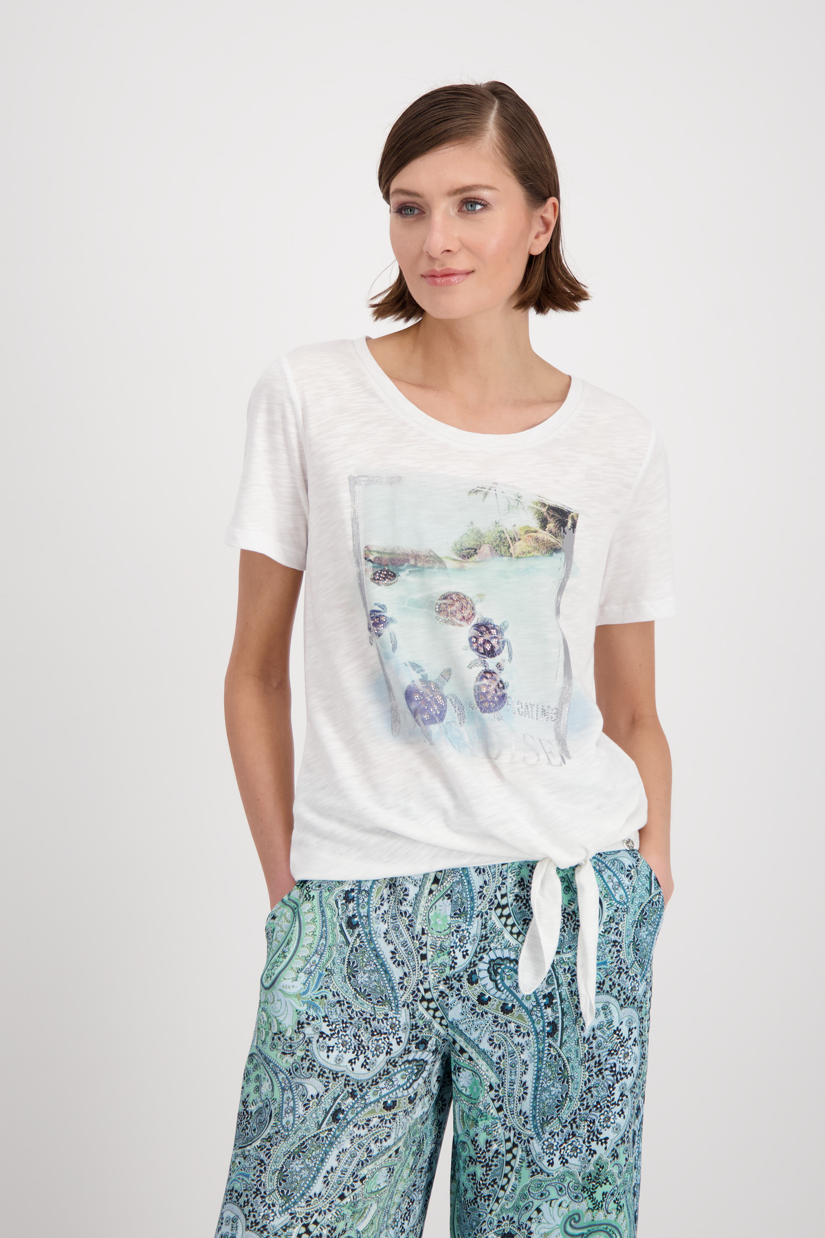 MONARI Fotoprint T Shirt zum Knoten