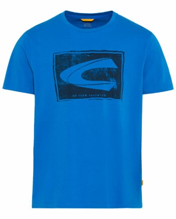 CAMEL ACTIVE Herren Men Rundhals-Shirt mit Frontprint in verschiedenen Blau Farben und Grün