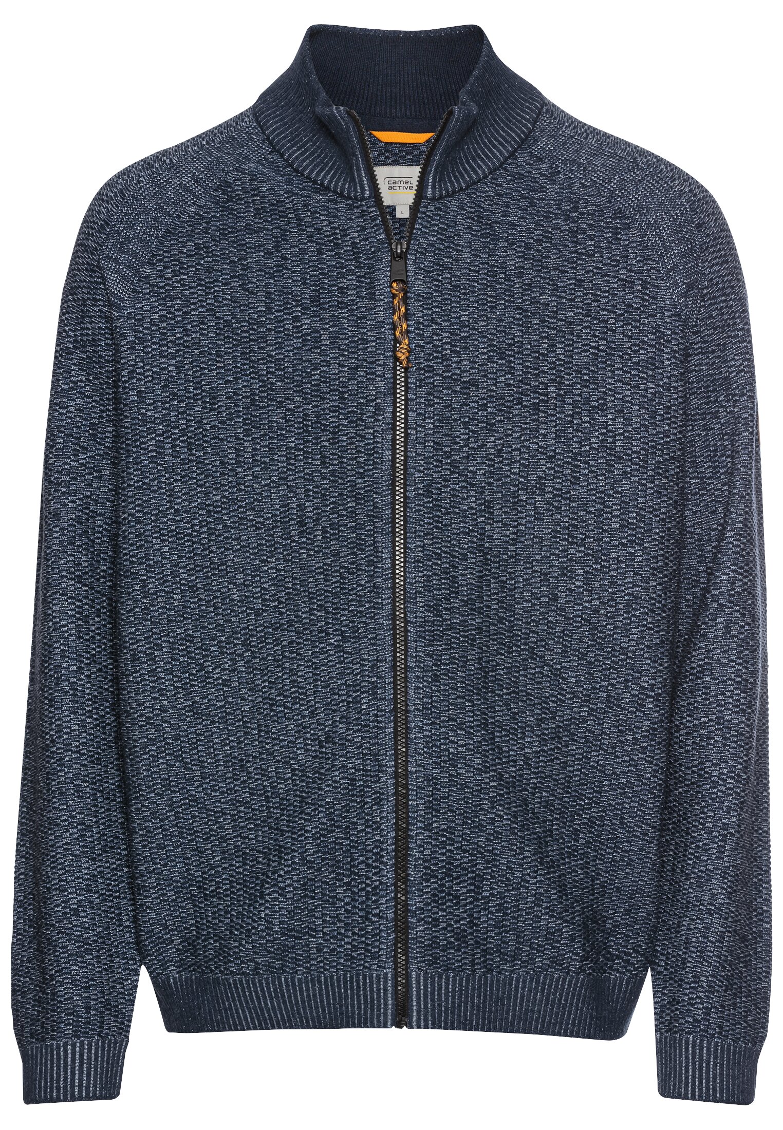 CAMEL ACTIVE Herren Strickjacke mit Stehkragen in Blau - denim blue