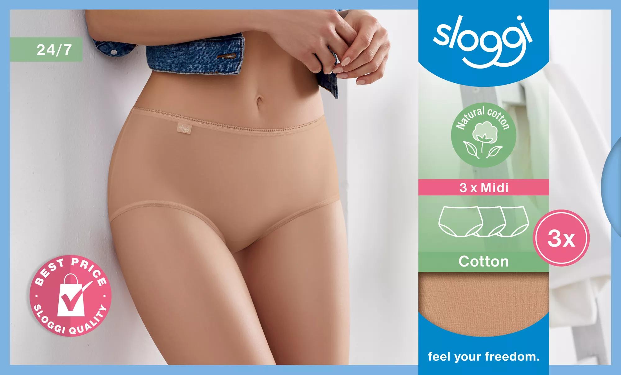 SLOGGI Damen 24/7 Cotton Midi 3er Pack