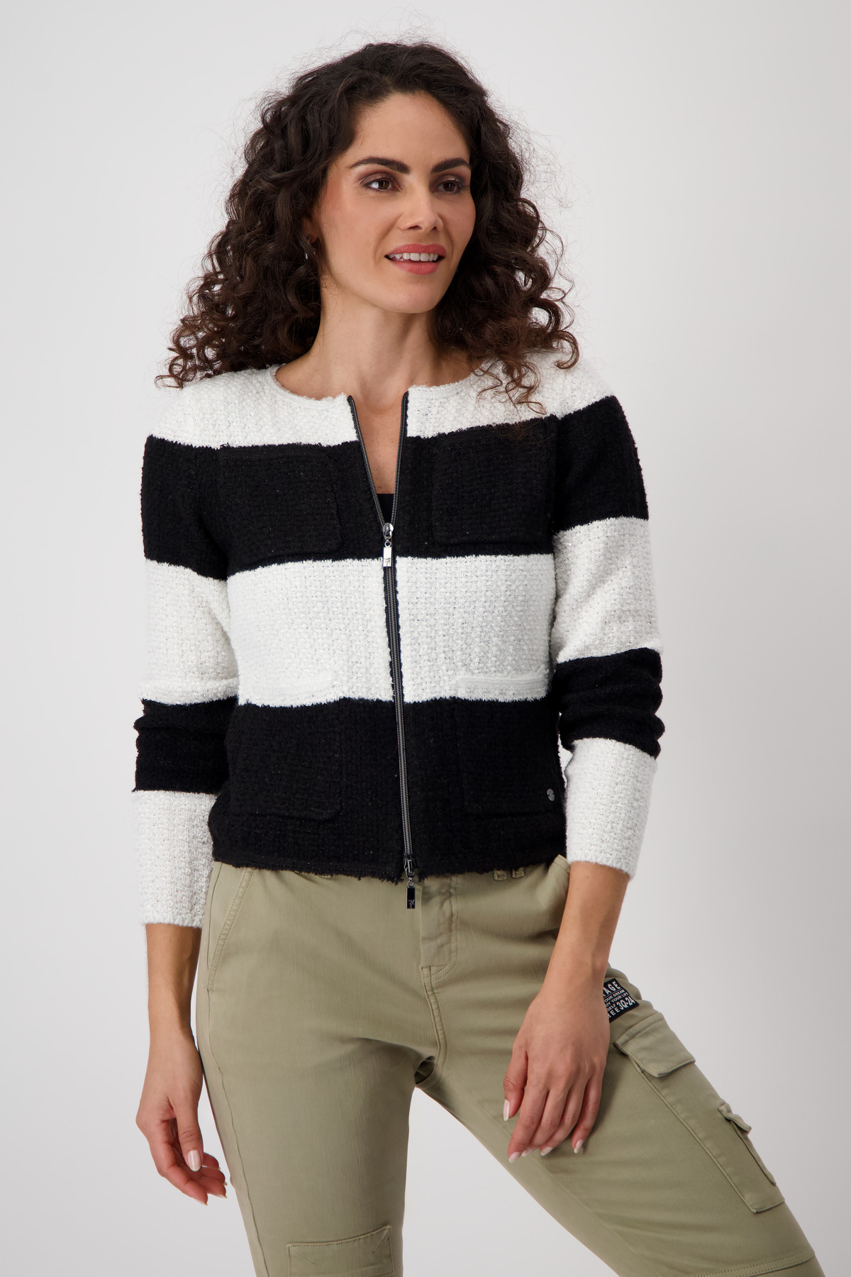 MONARI Damen Strickjacke mit Fransen
