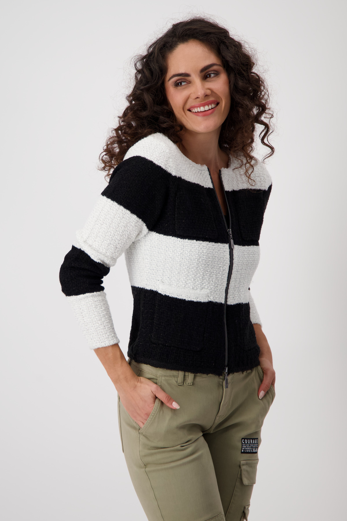 MONARI Damen Strickjacke mit Fransen