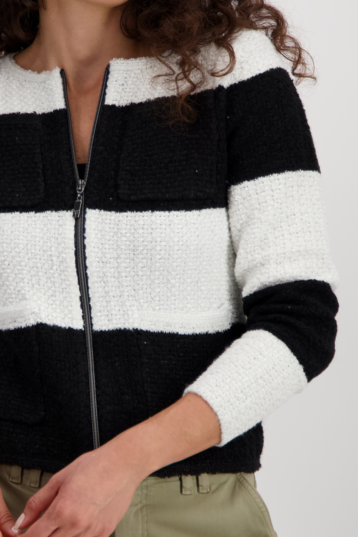 MONARI Damen Strickjacke mit Fransen