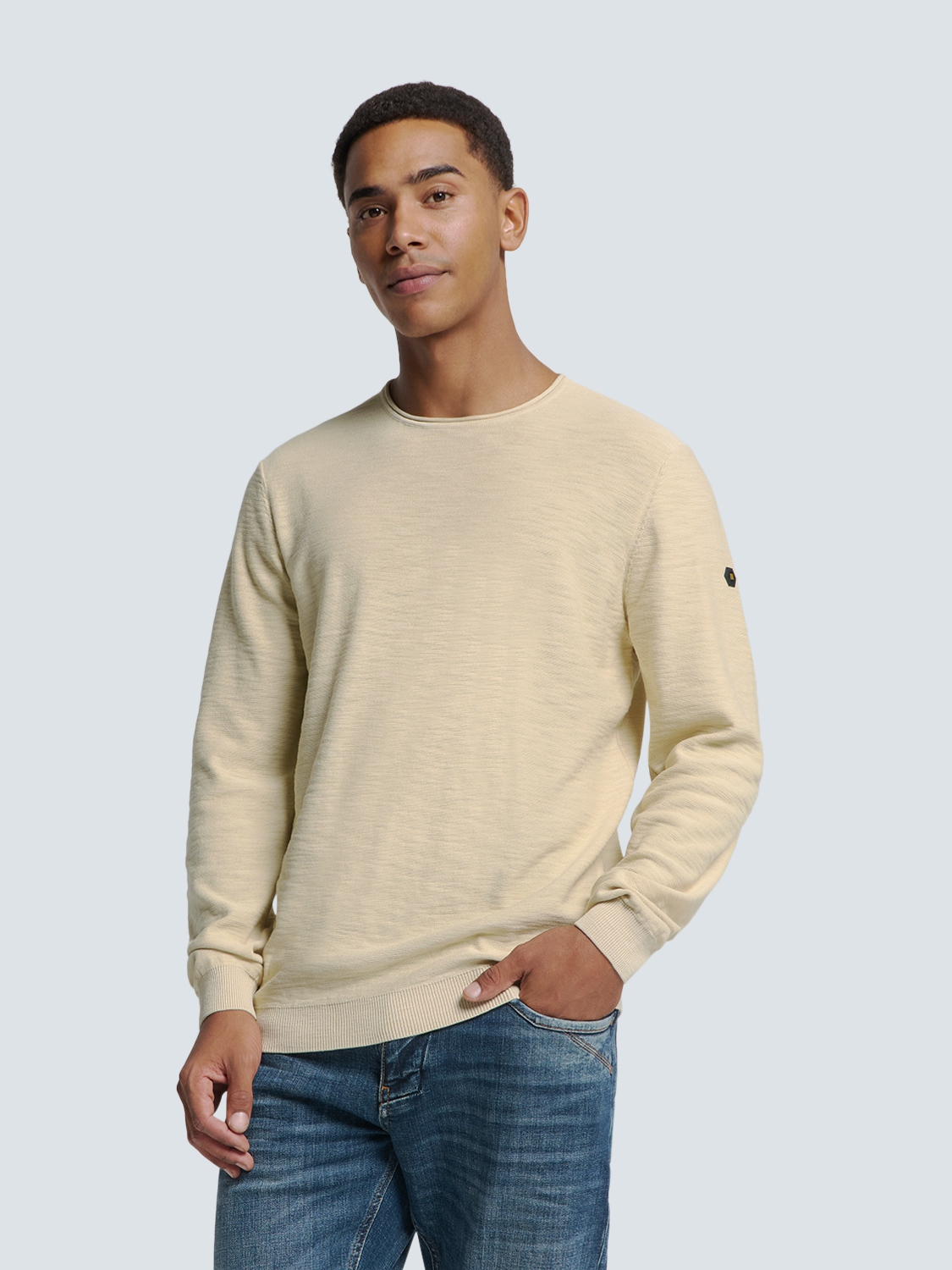 NO EXCESS Herren-Pullover Rundhals Garment Dyed + Stone Washed