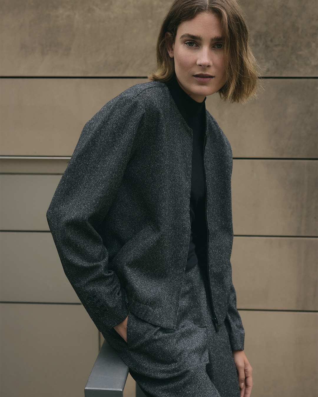 OPUS Damen-Blouson JURLA Regular aus Viskose Mix in schwarz-anthrazit