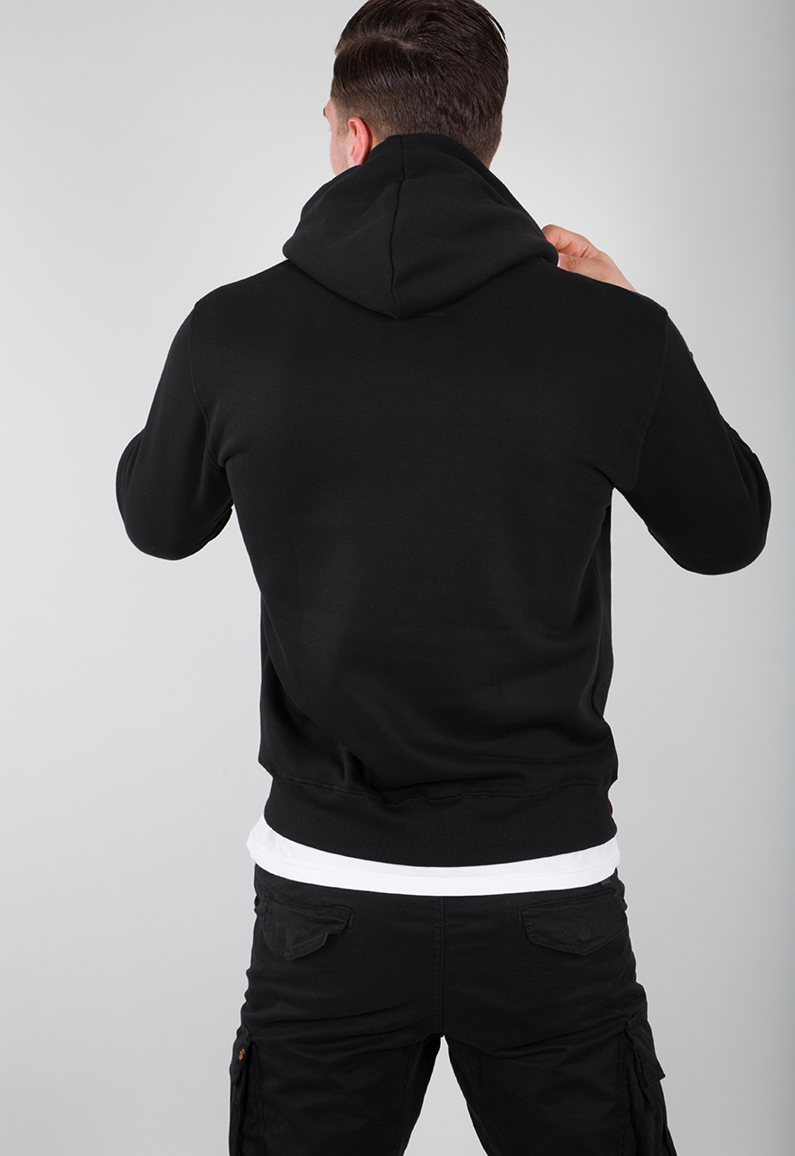 Alpha Industries Basic Hoody met klein logo voor heren Black : Alpha Industries