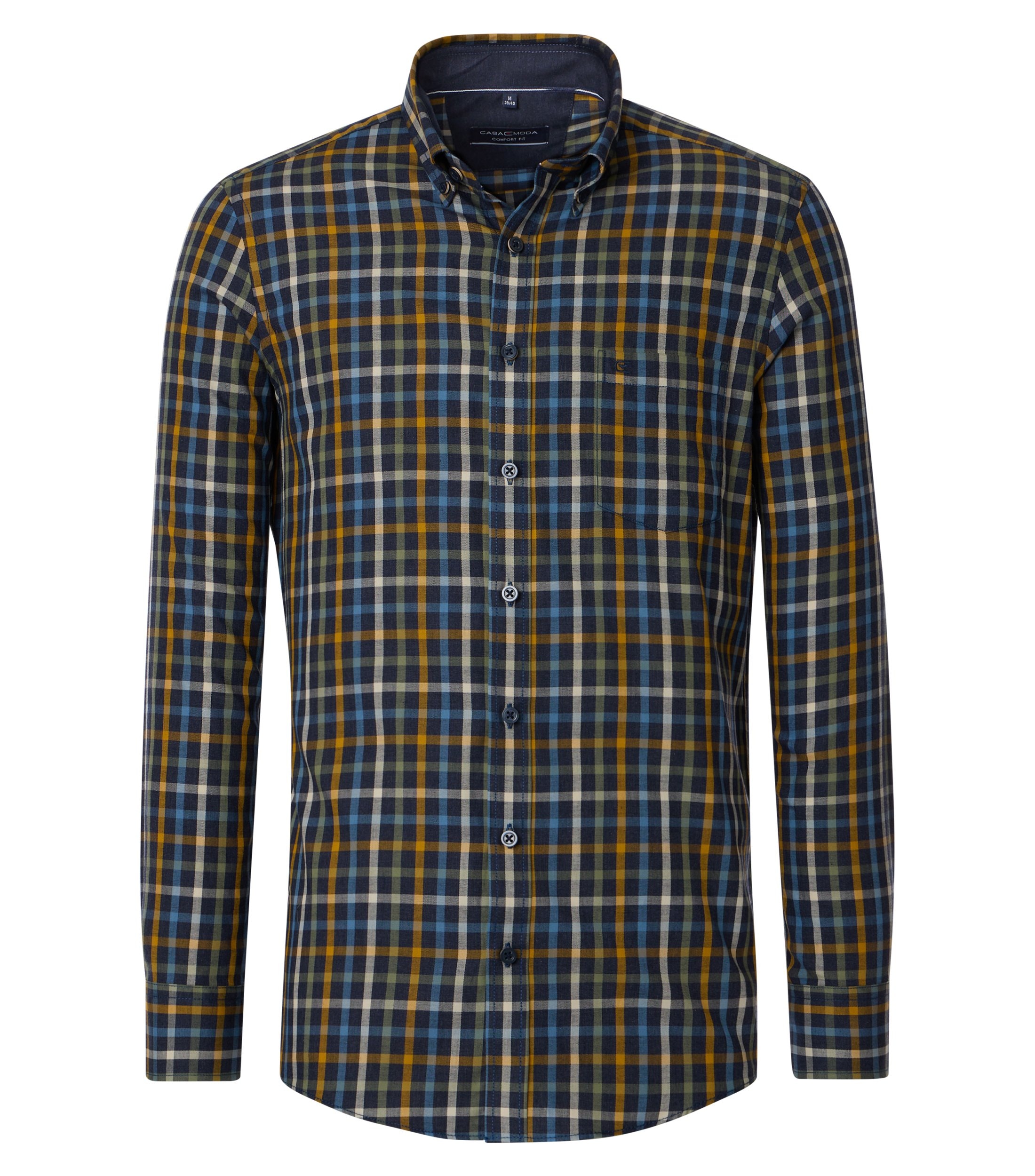 CASAMODA Herren Freizeithemd kariert mit Button-Down Kragen