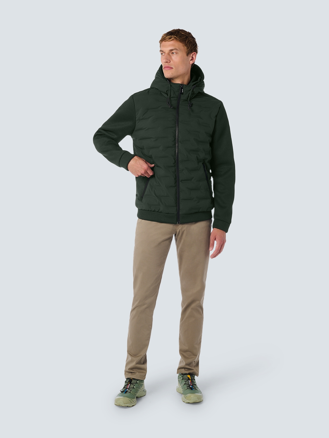 NO EXCESS Herren Materialmix Jacke in dark moss