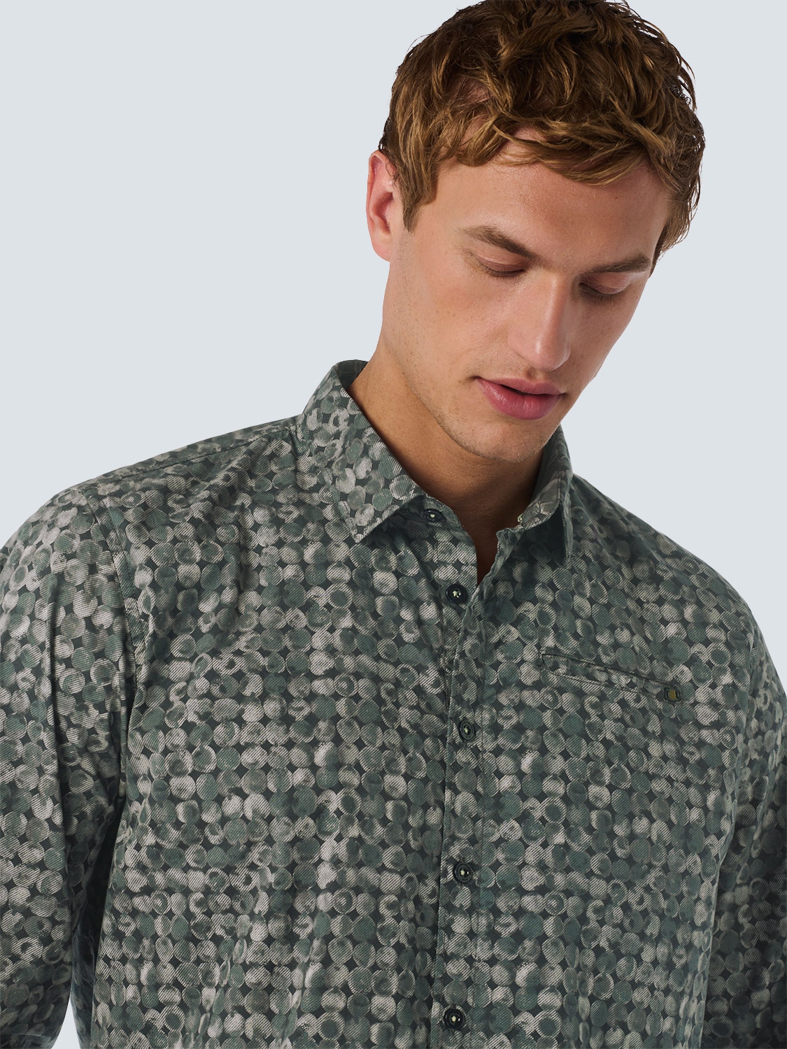 NO EXCESS Herren-Stretchhemd mit Allover-Print grün