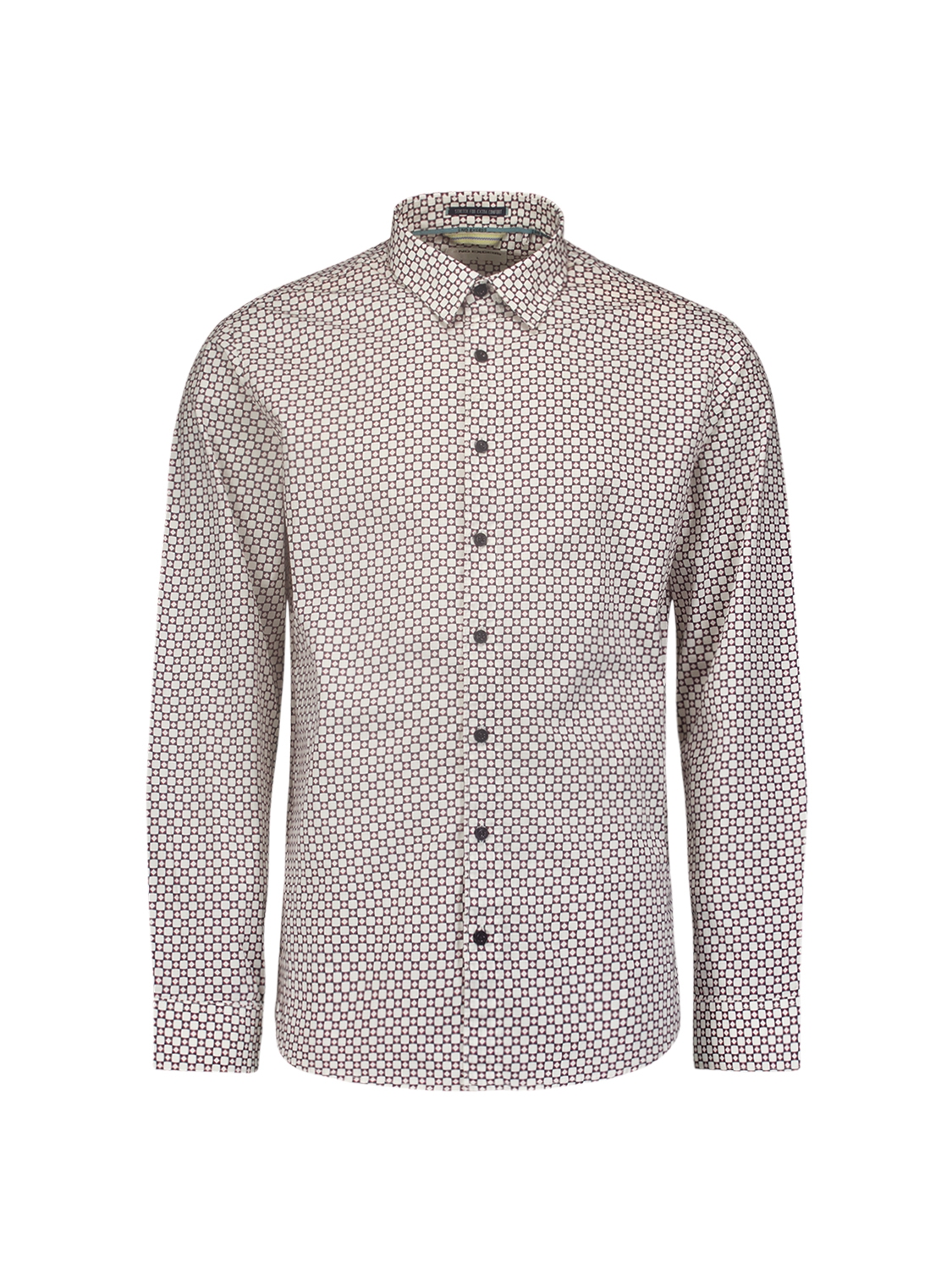 NO EXCESS Herren-Stretchhemd mit Allover-Print weiß