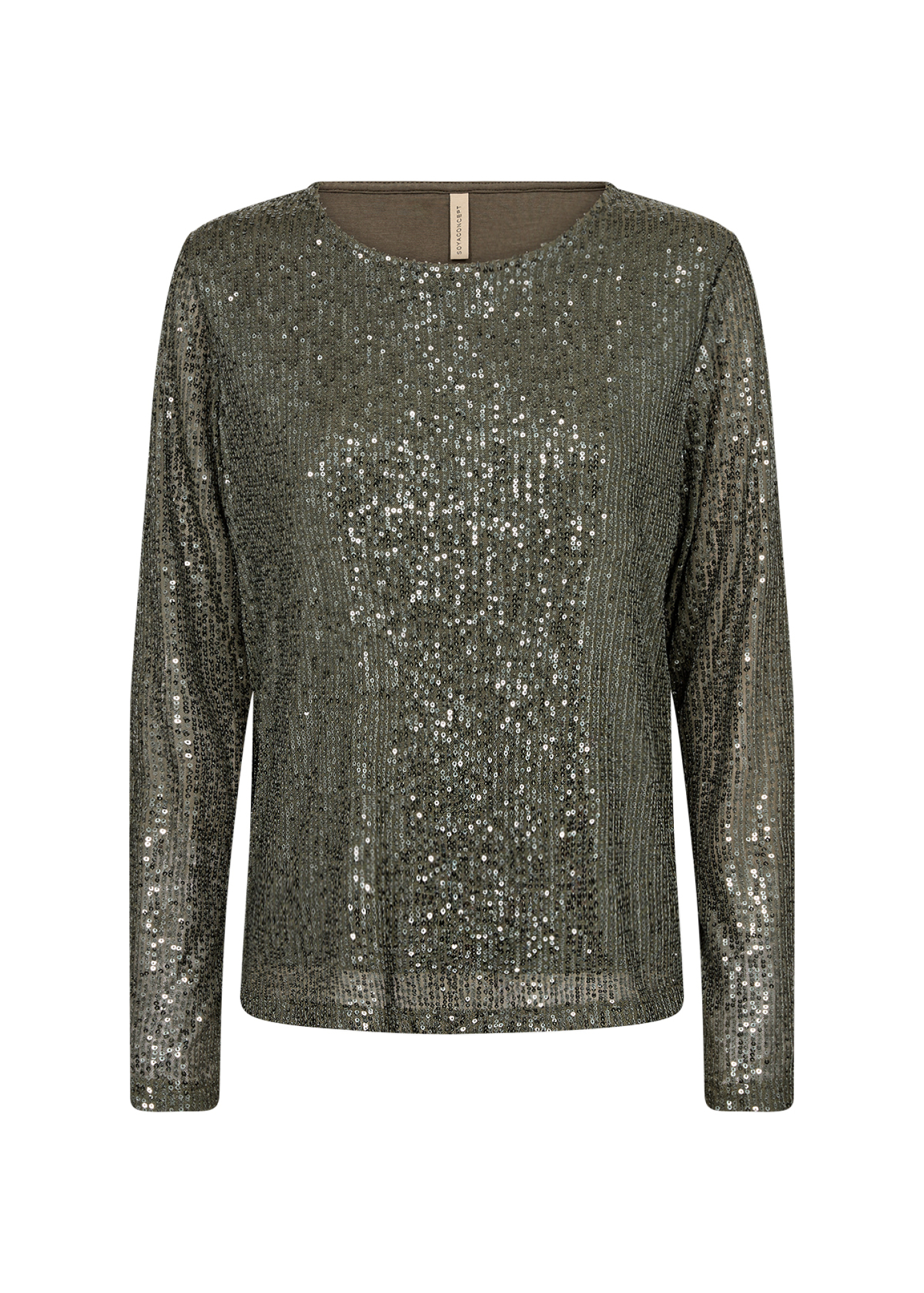 SOYACONCEPT Damen-Bluse mit Pailletten SC-NANETT 1 in dark oliv