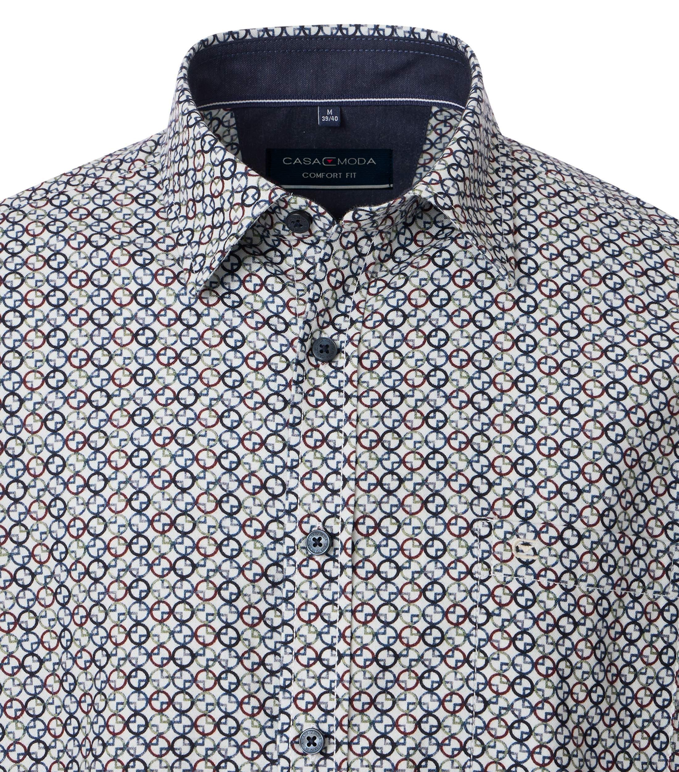 CASAMODA Herren Freizeithemd mit grafischem Druck in weiß/blau