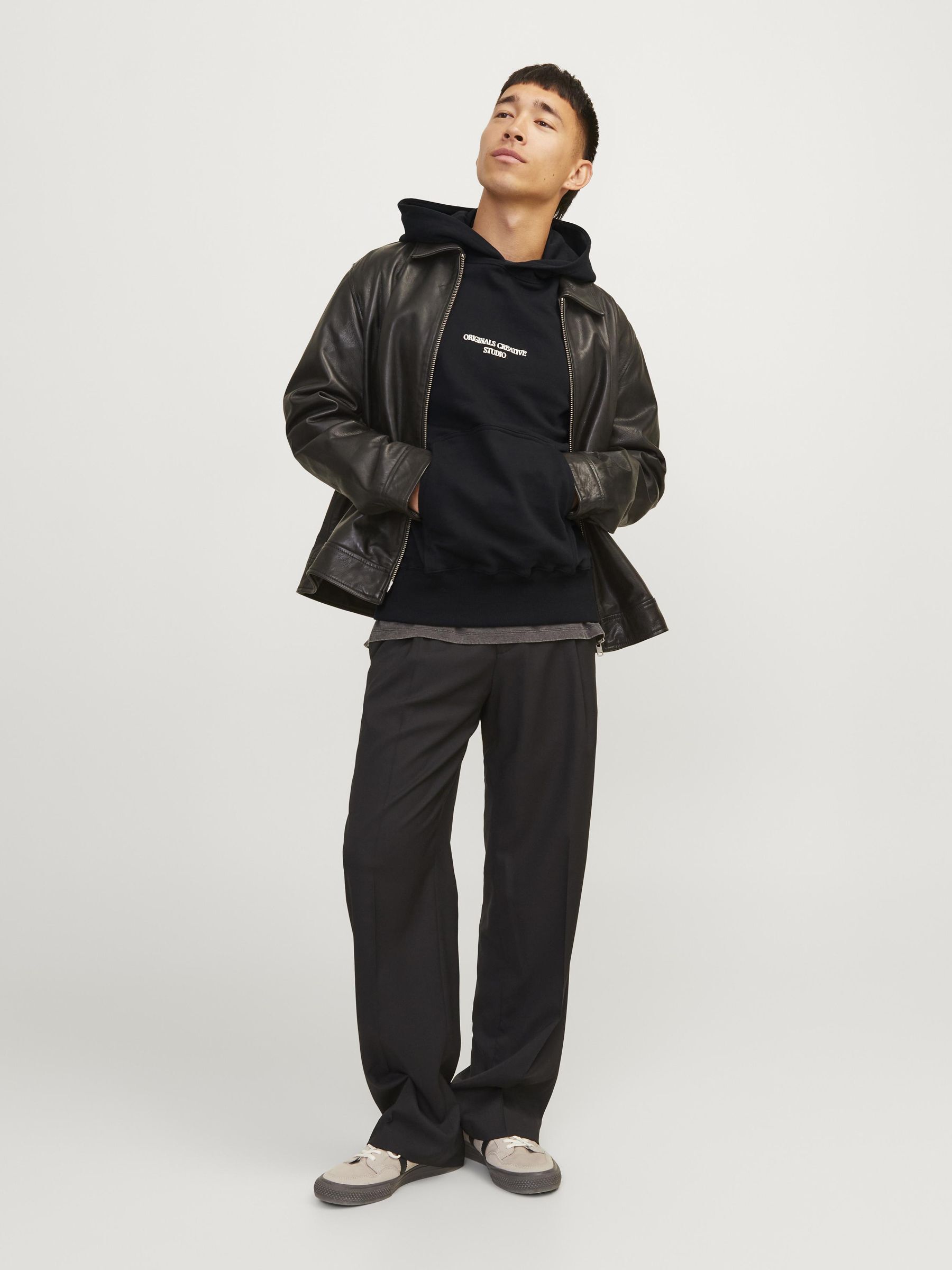 JACK&JONES Herren Hoodie mit Backprint NOTO - black or buttercream