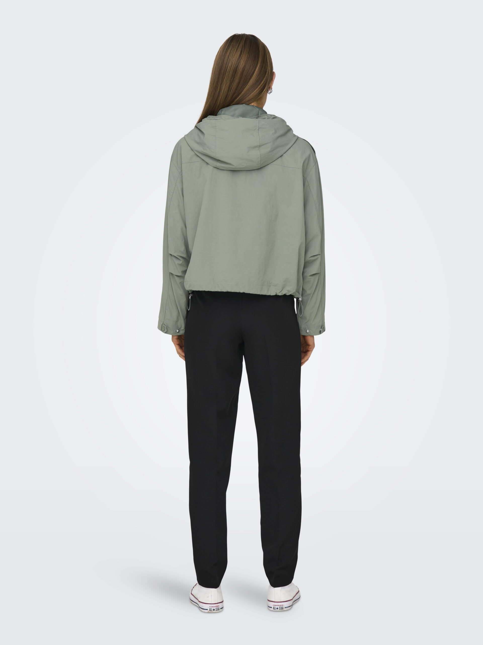 ONLY Damen Blouson mit Kapuze Mamba Short in Grün und Beige / Braun