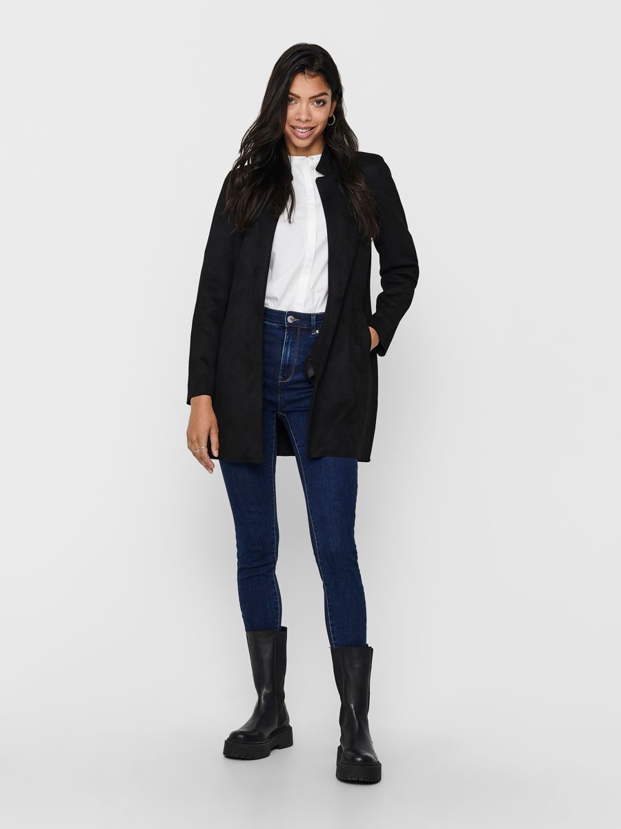 ONLY Damen Mantel aus Wildlederimitat für den Übergang in verschiedenen Farben - Braun, Rosa, Grün, Schwarz