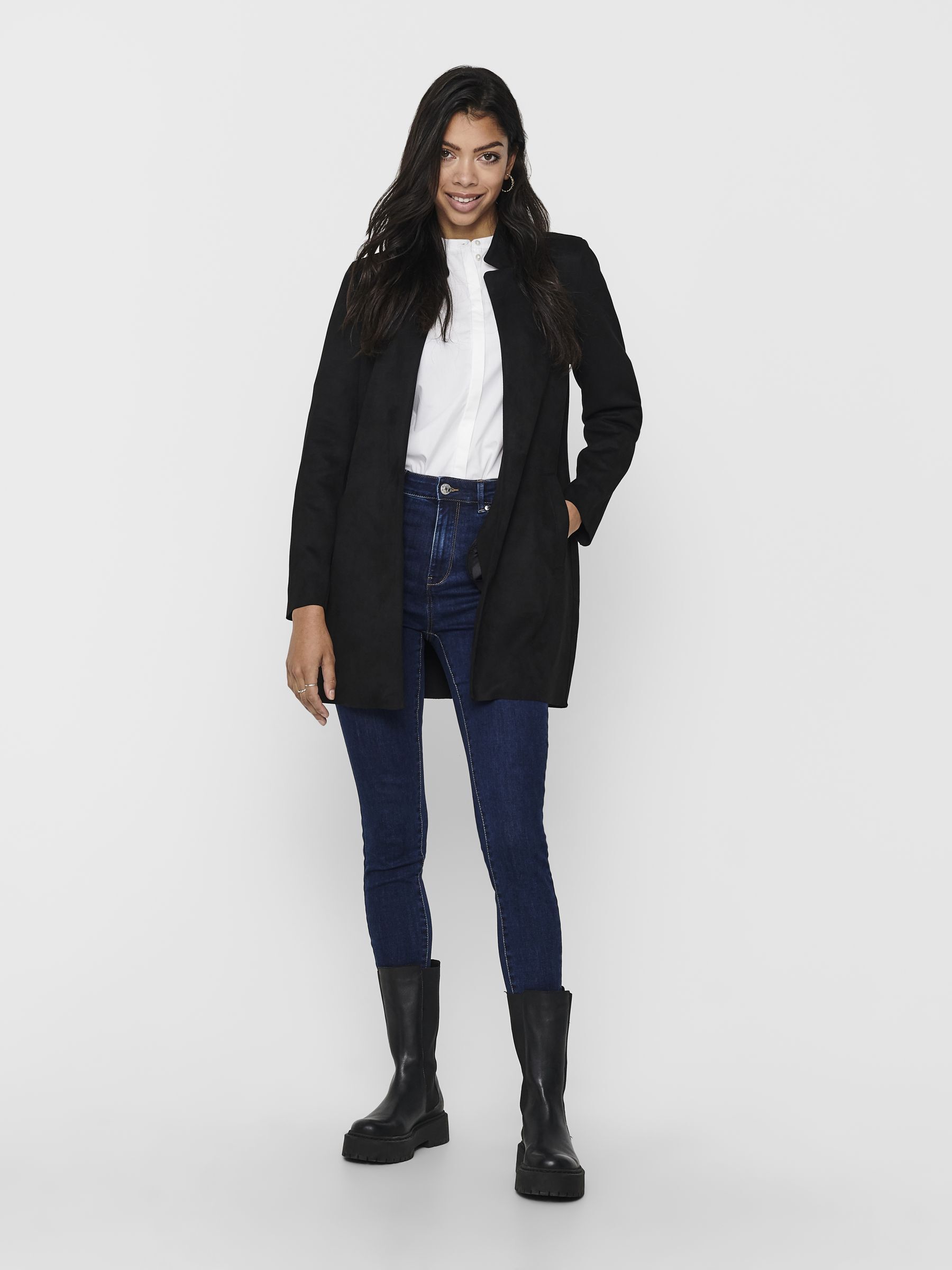 ONLY Damen Mantel aus Wildlederimitat für den Übergang in verschiedenen Farben - Braun, Rosa, Grün, Schwarz