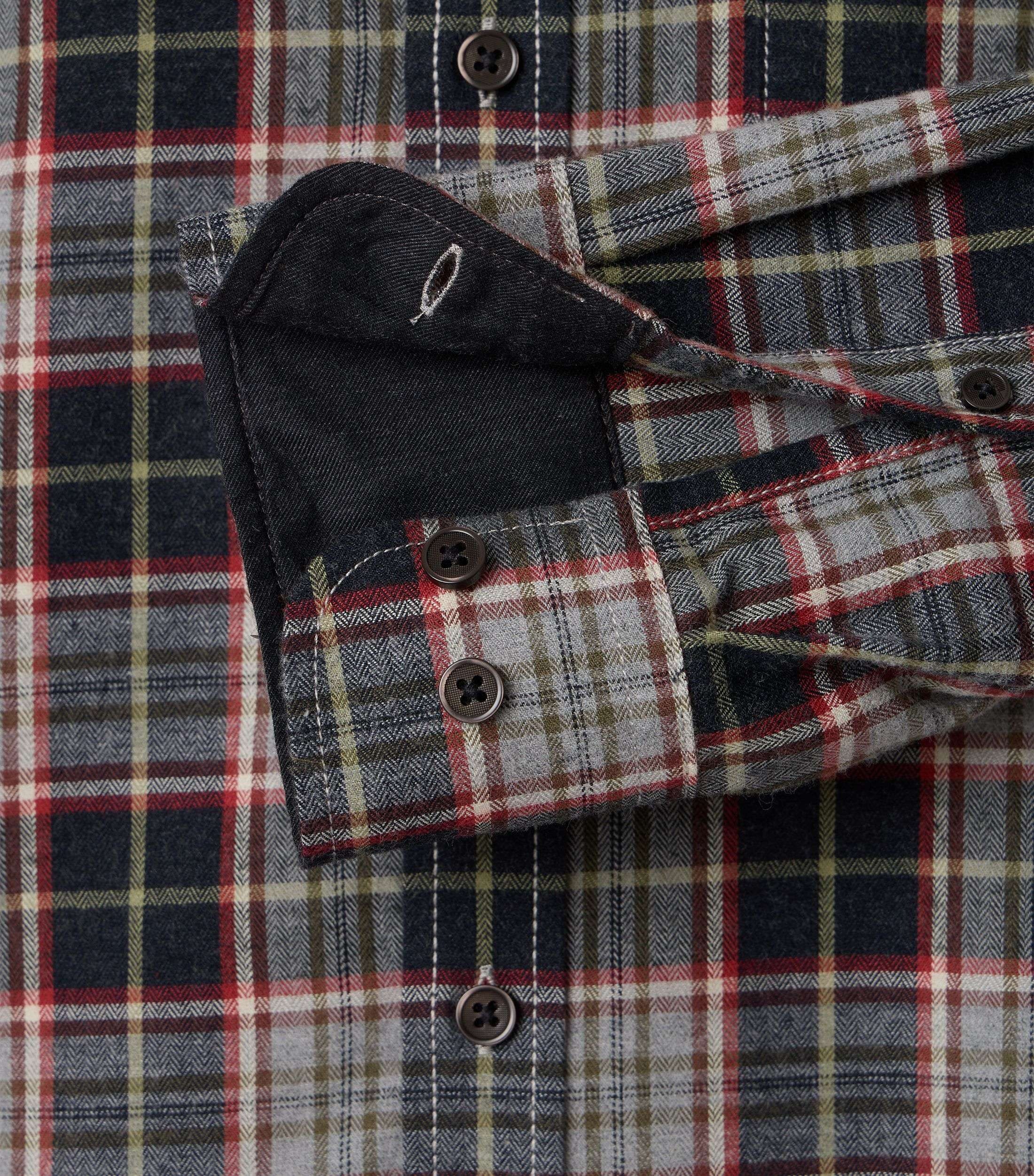 CASAMODA Herren Freizeithemd grau-rot kariert Comfort Fit