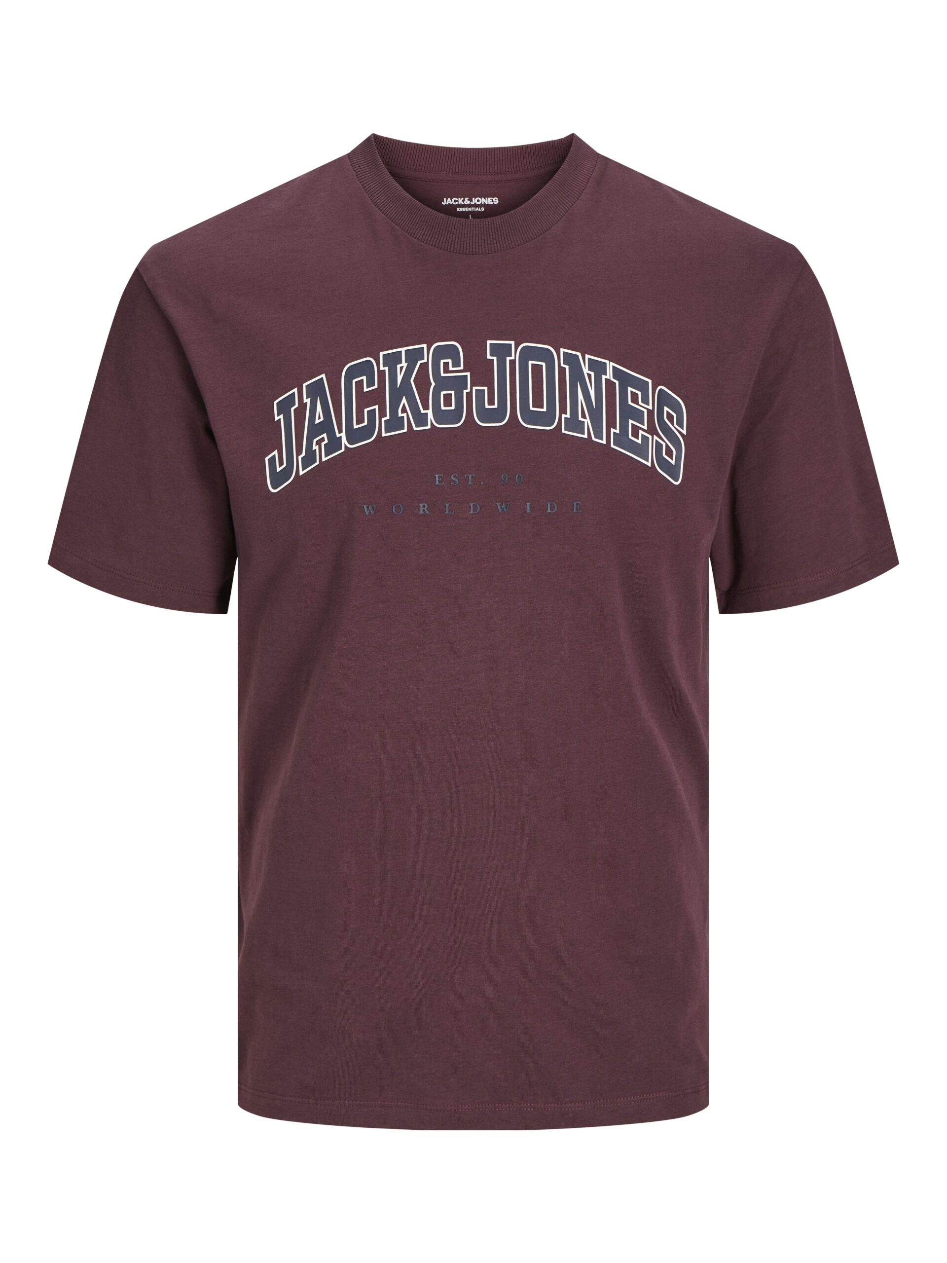 JACK&JONES Herren T-Shirt mit Rundhalsausschnitt in Braun und Violett - vineyard wine, canteen