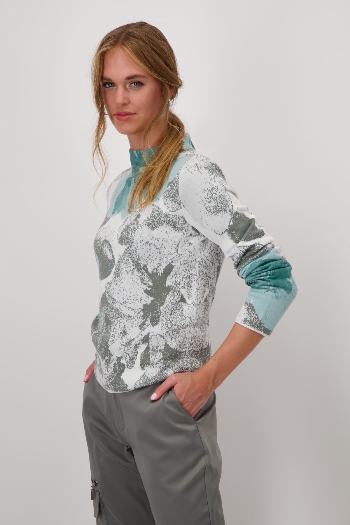 MONARI Damen Strickpullover mit Blumenmuster