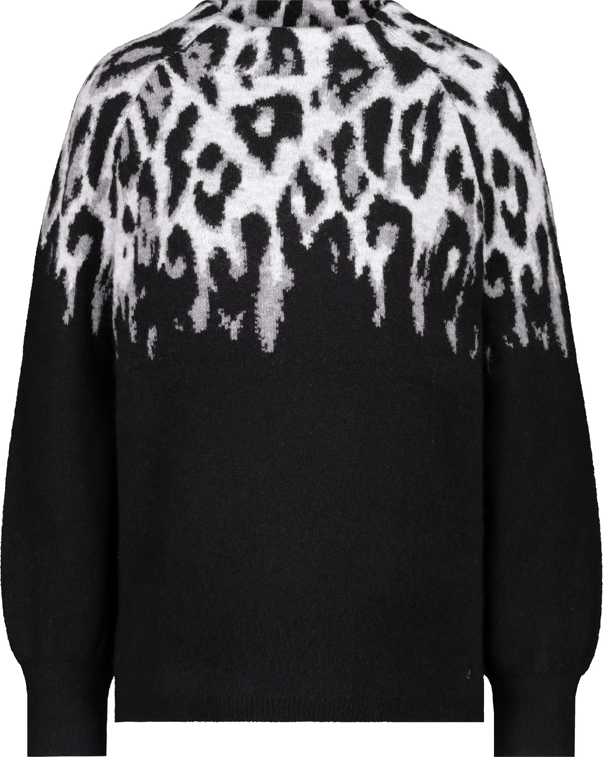 MONARI Damen Jacquard-Pullover langarm mit Leopardenmuster in Schwarz gemustert