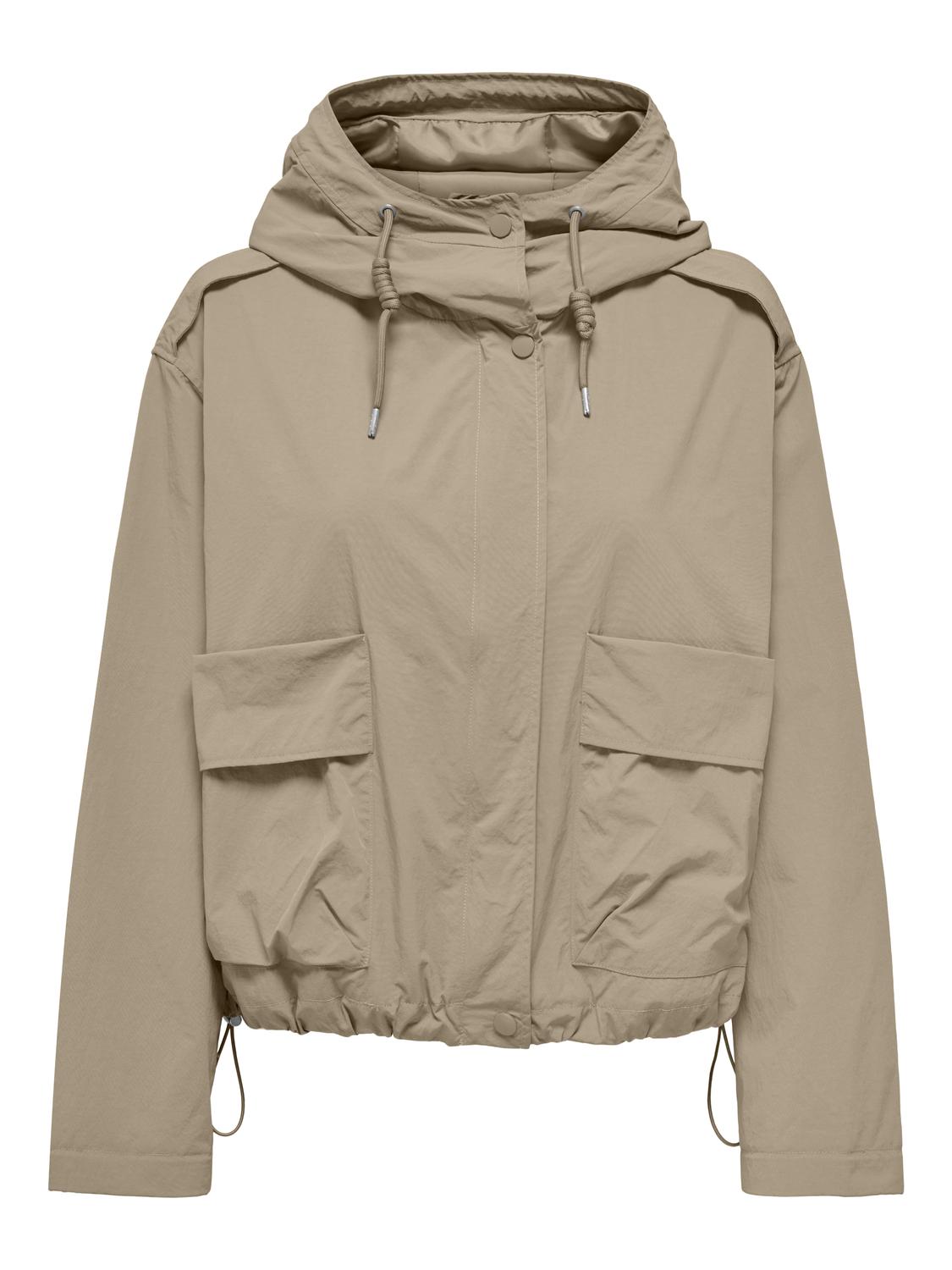 ONLY Damen Blouson mit Kapuze Mamba Short in Grün und Beige / Braun
