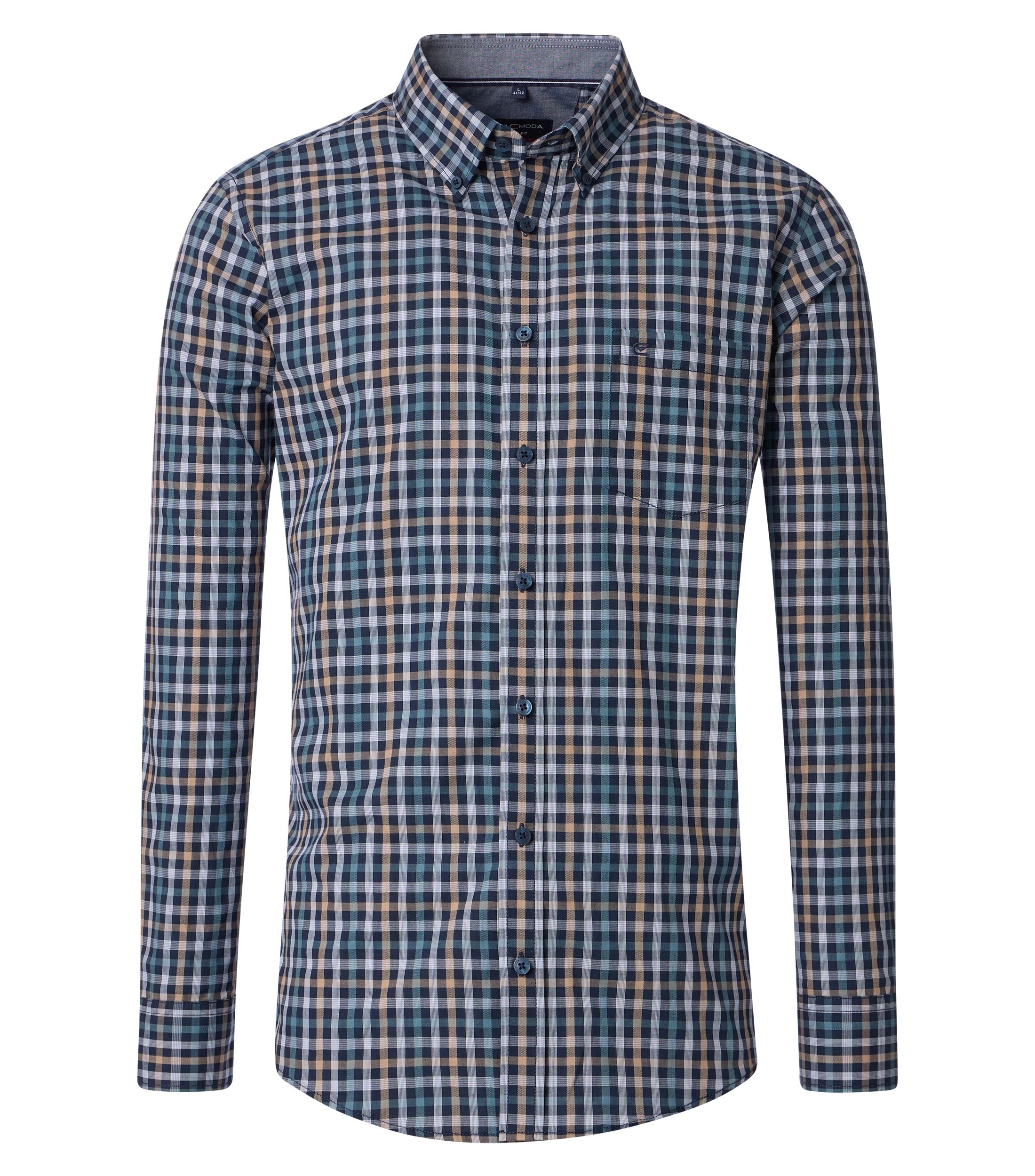 CASAMODA Herren Freizeithemd kariert mit Button-Down Kragen Casual Fit