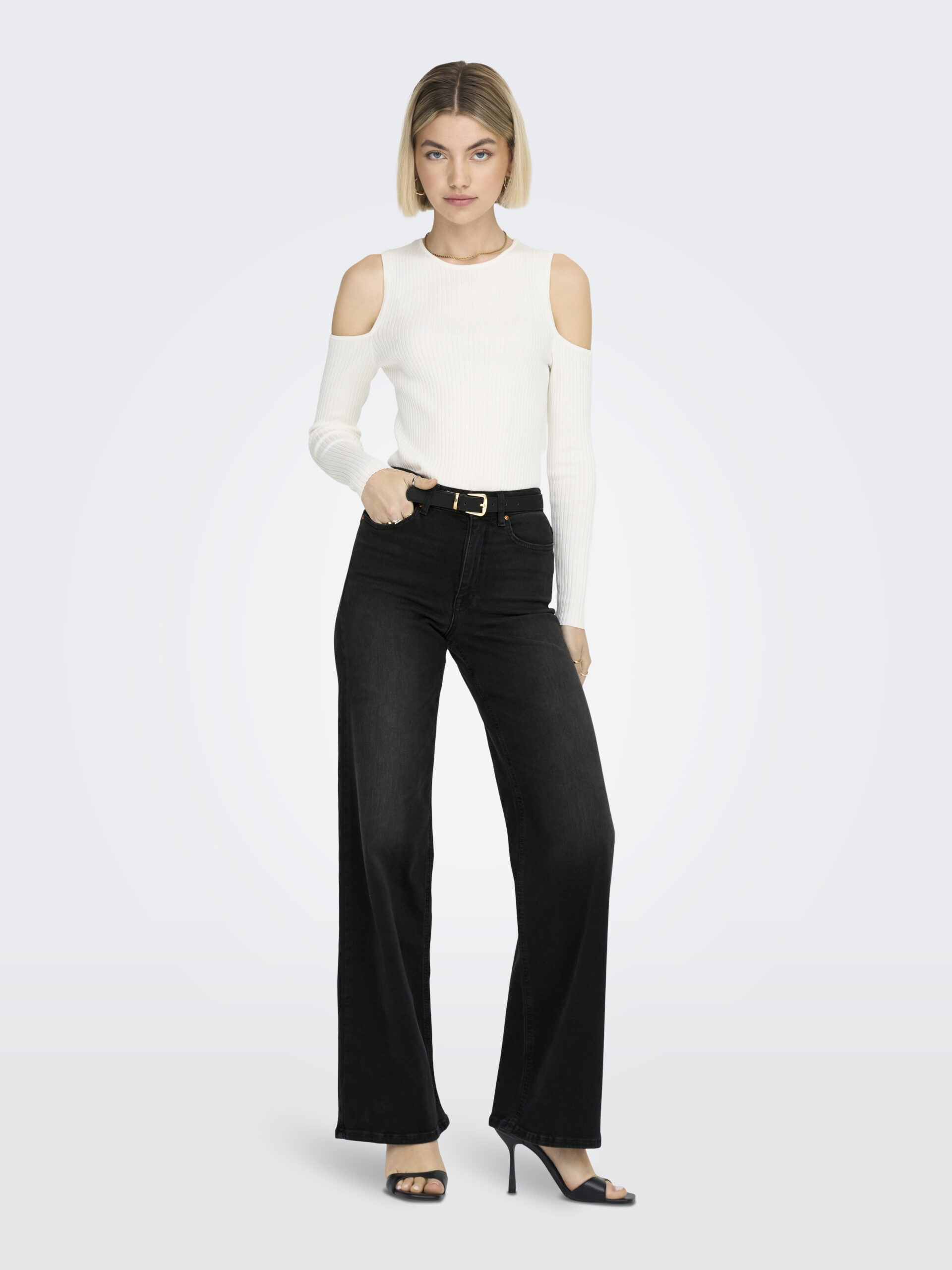 ONLY Damen Wide leg Jeans Madison Blush in Schwarz - washed black