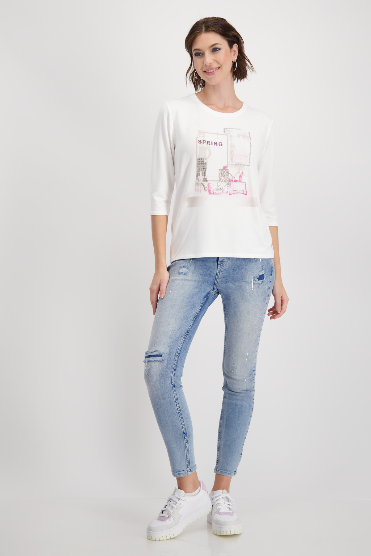 MONARI Damen Shirt mit Frau-Shopping-Print