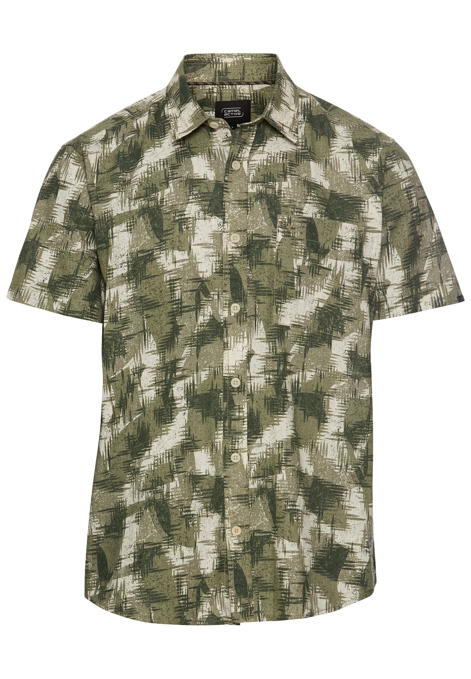 CAMEL ACTIVE Herren Shortsleeve Shirt mit Alloverprint Muster in Grün