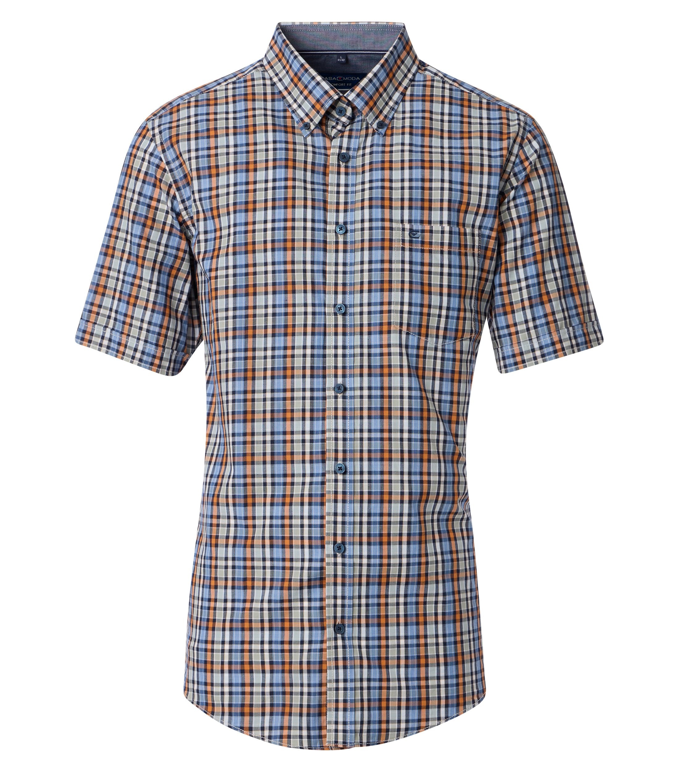 CASAMODA Herren Freizeithemd Kurzarm mit Button-Down Kragen
