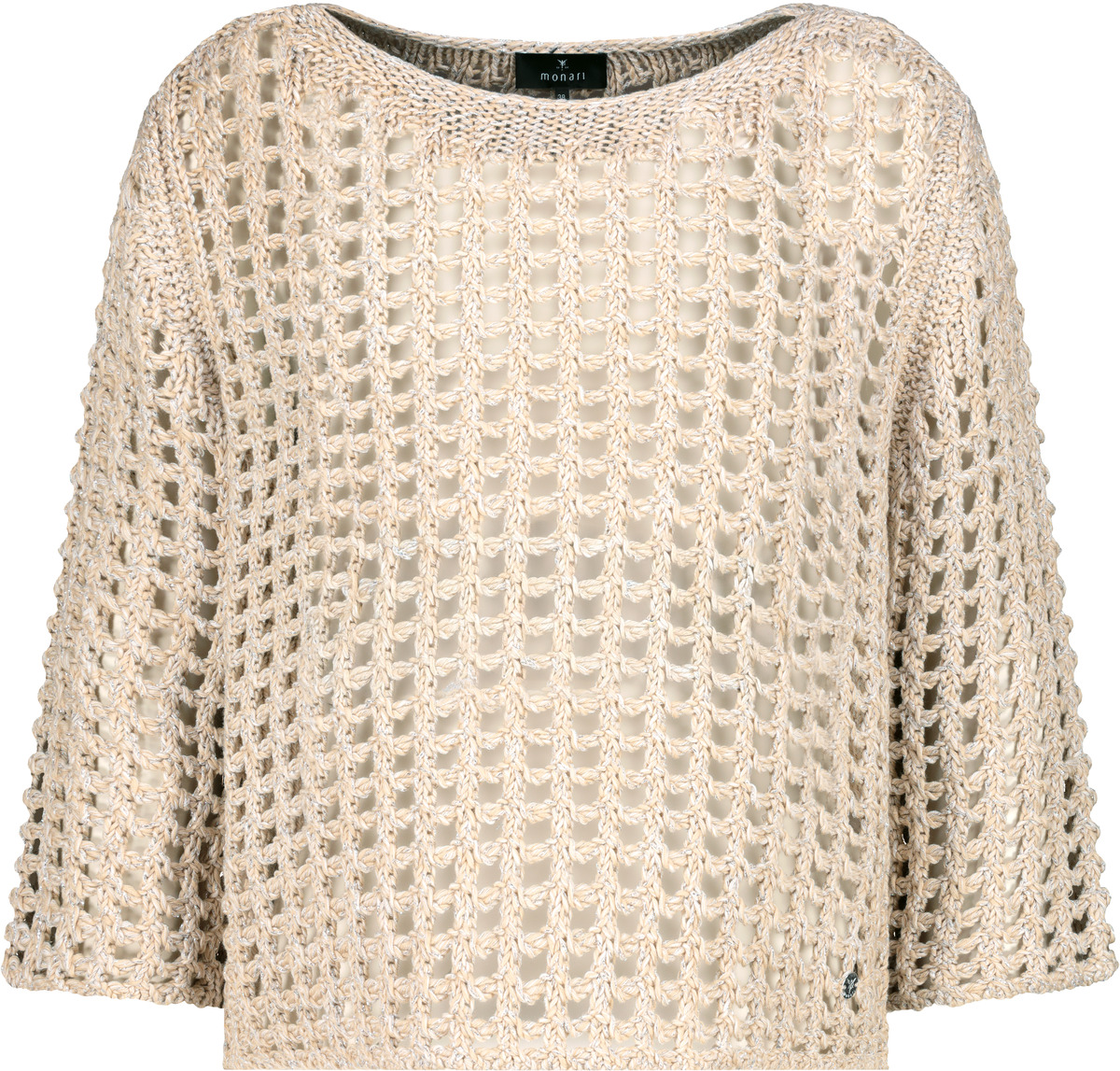 MONARI Damen Netzpullover mit Lurex in beige