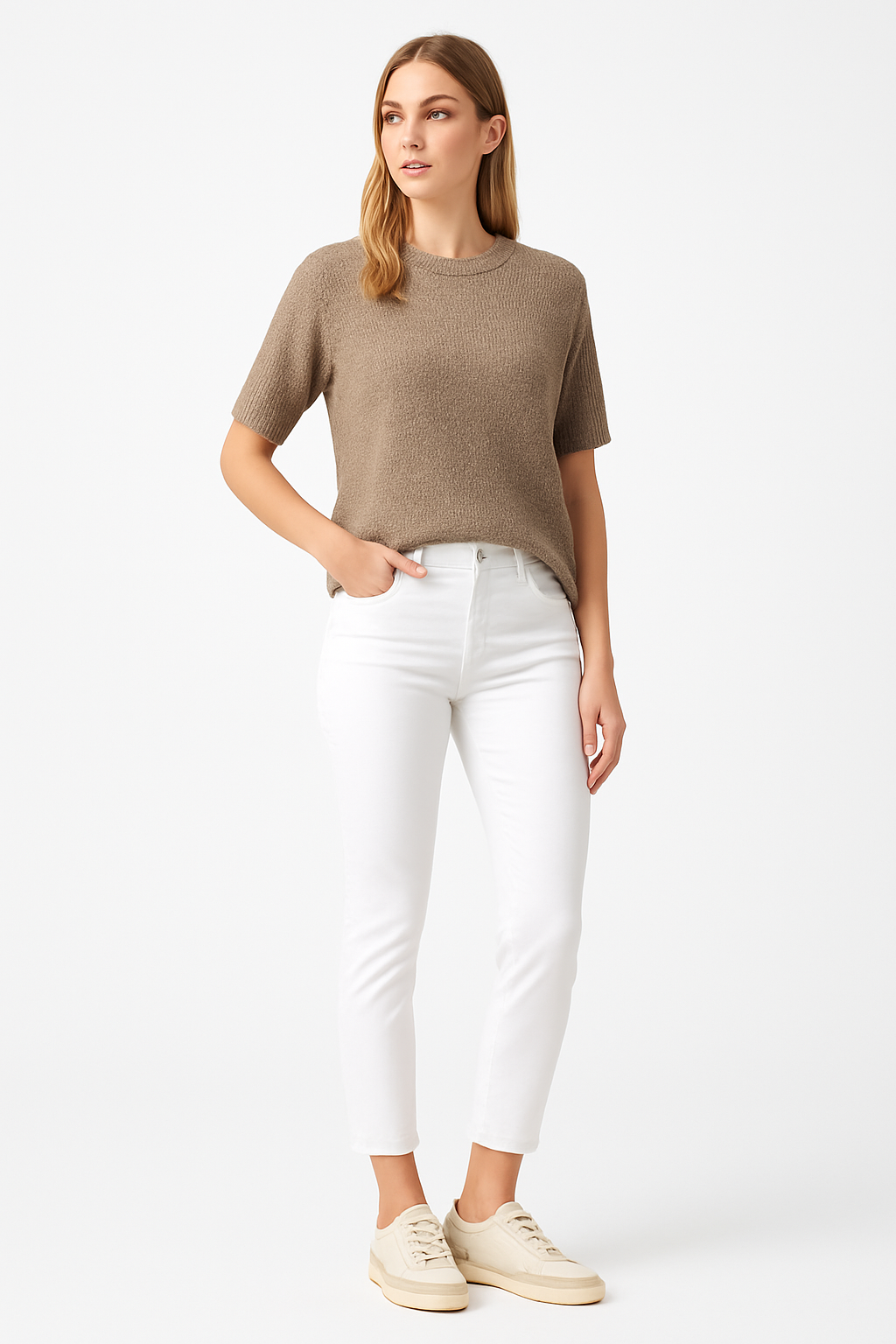 MARC O'POLO Damen 5 Pocket Jeans Lulea Ankle-Länge weiß