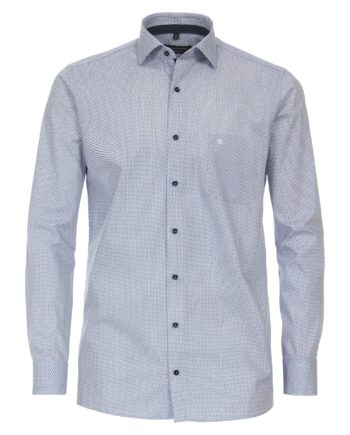 CASAMODA Herren Businesshemd Modern Fit mit Kent-Kragen und feinem Alloverprint Muster in Schwarz und Blau