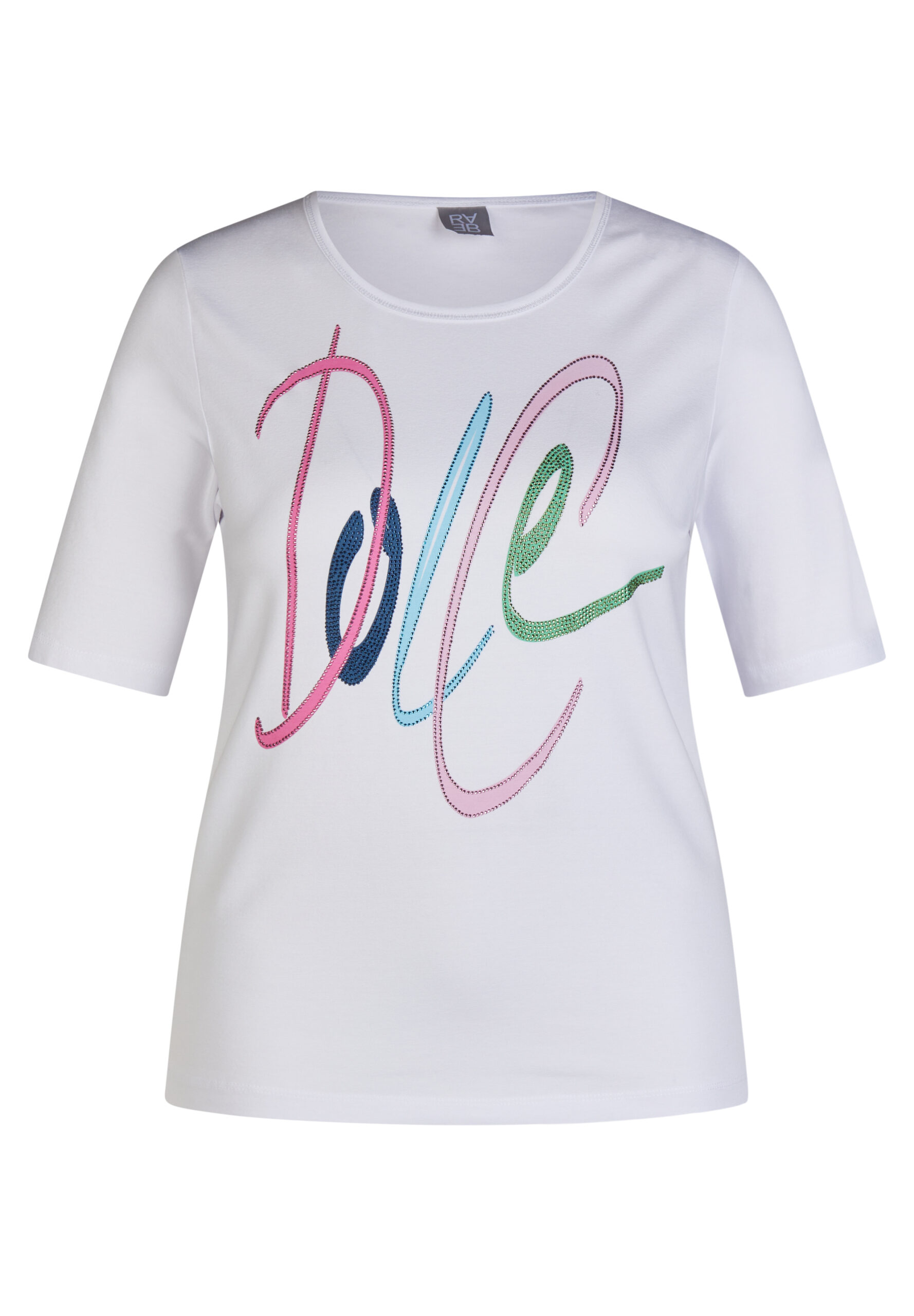 RABE Damenshirt mit Dolce-Schriftzug in weiß