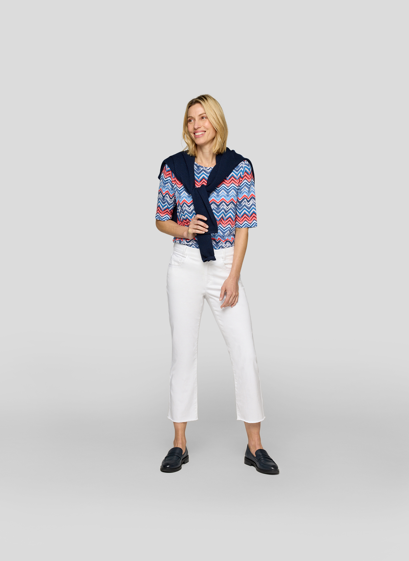 RABE Damen T-Shirt mit Alloverprint in Blau gemustert