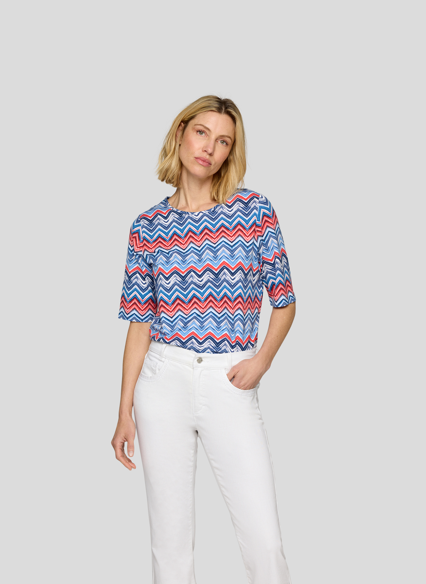 RABE Damen T-Shirt mit Alloverprint in Blau gemustert