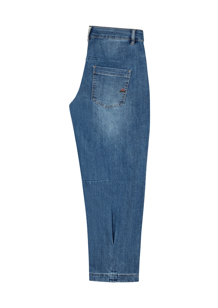 BUENA VISTA Barrel-F Damenjeans – mid stone, weite Form mit Bundfalte, Stretch, O-Shape
