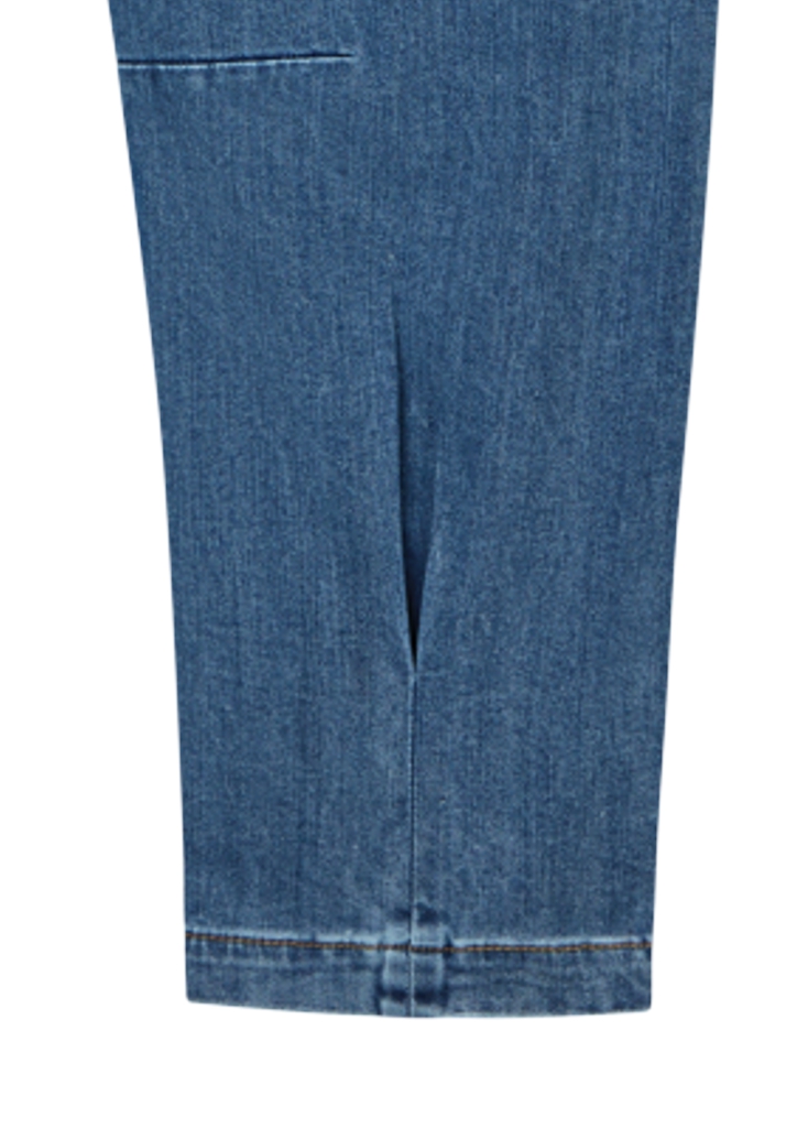 BUENA VISTA Barrel-F Damenjeans – mid stone, weite Form mit Bundfalte, Stretch, O-Shape