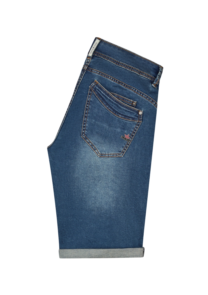 BUENA VISTA Malibu-Short cozy denim – Damen Shorts, darkblue und midstone, 5-Pocket, Baumwollstretch