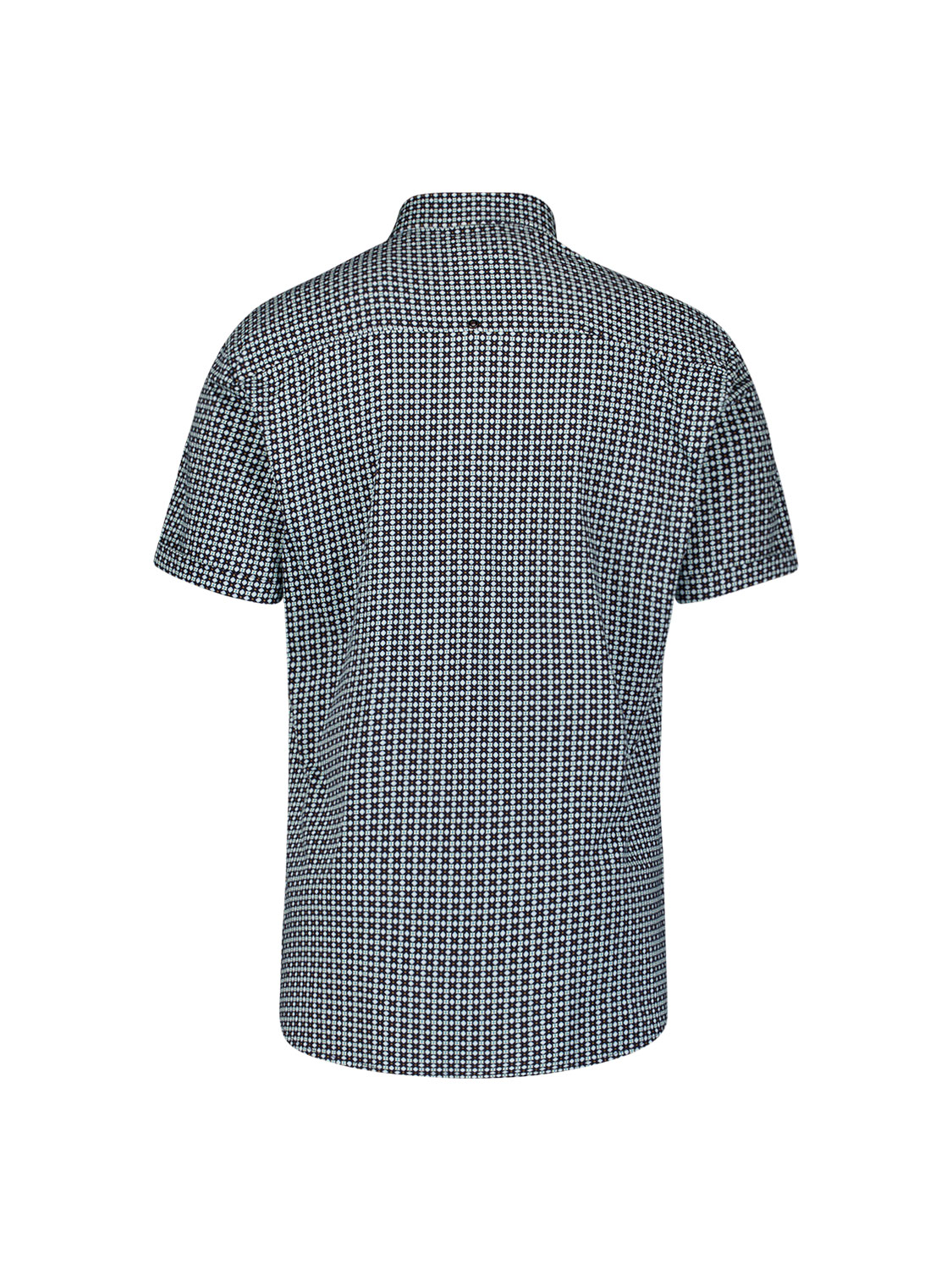 NO EXCESS Herren Jersey-Stretch Hemd – kurzarm, Slim Fit, bügelleicht, Alloverprint in Blau