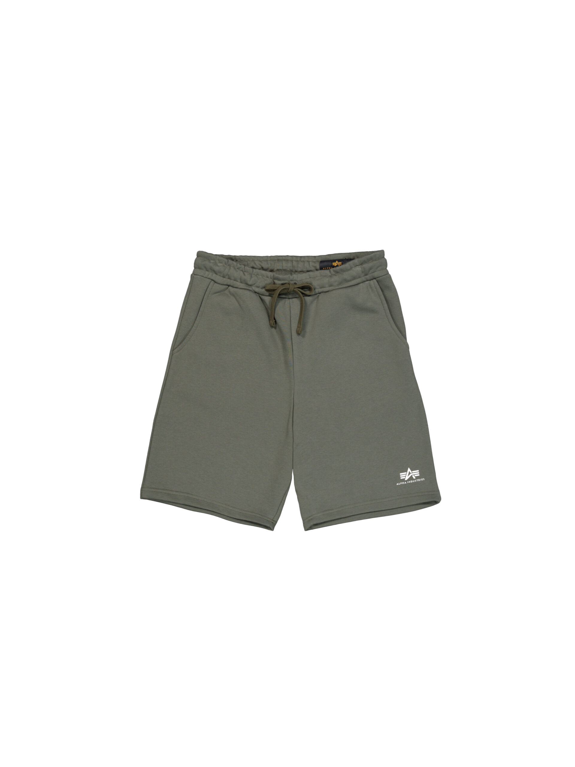 ALPHA INDUSTRIES Herren Shorts Basic Small Logo 2 – dark oliv, Sweatshorts, Tunnelzug, Baumwoll-Mix, Regular Fit
