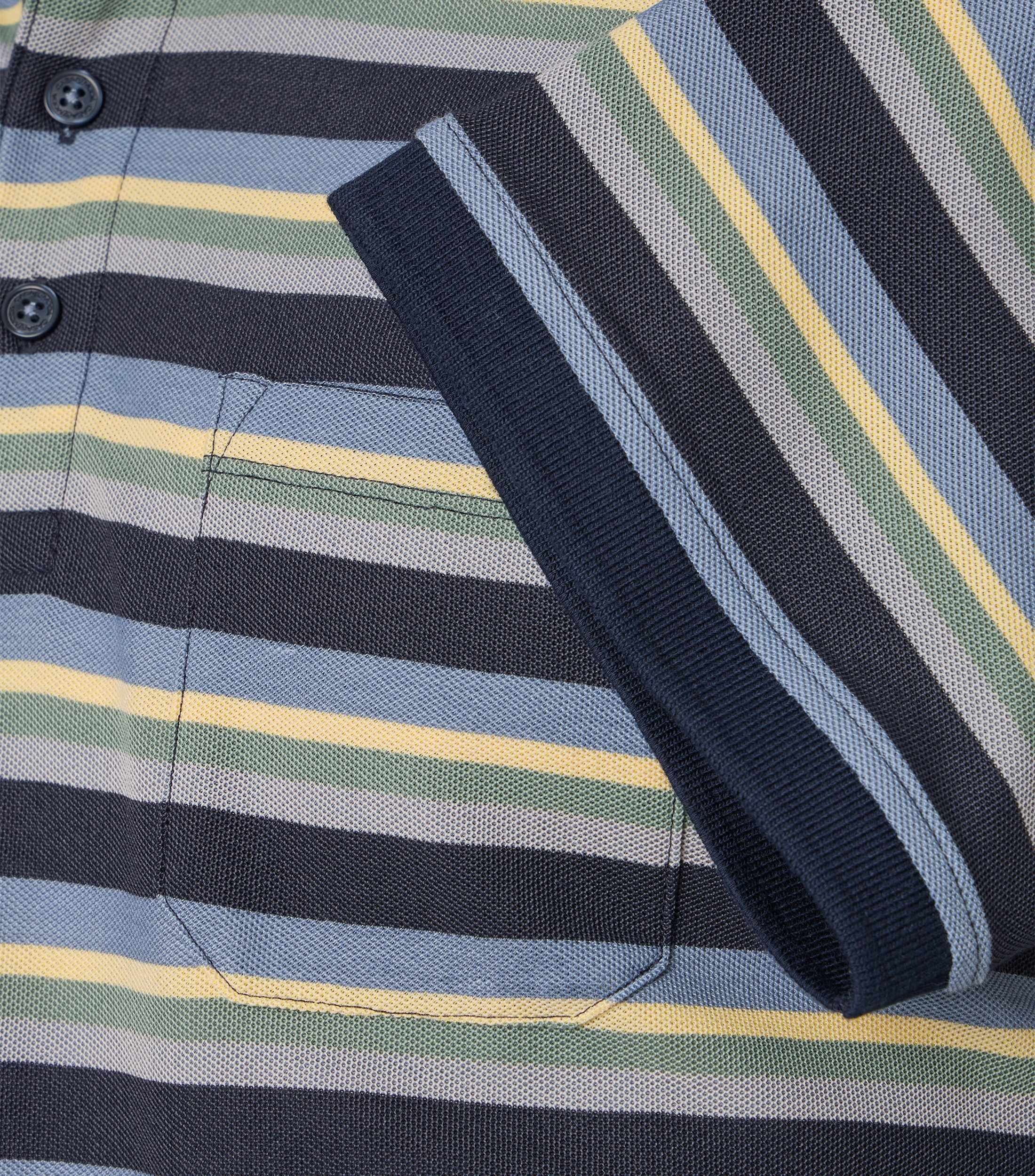 CASAMODA Herren Poloshirt – blauer Streifen, kurzarm, Knopfleiste, Brusttasche